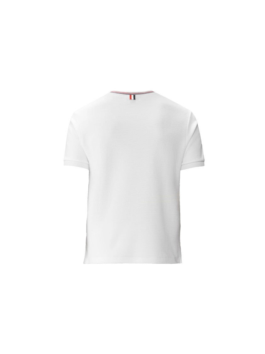 Thom Browne Short-Sleeved Cotton T-Shirt With Striped Accents