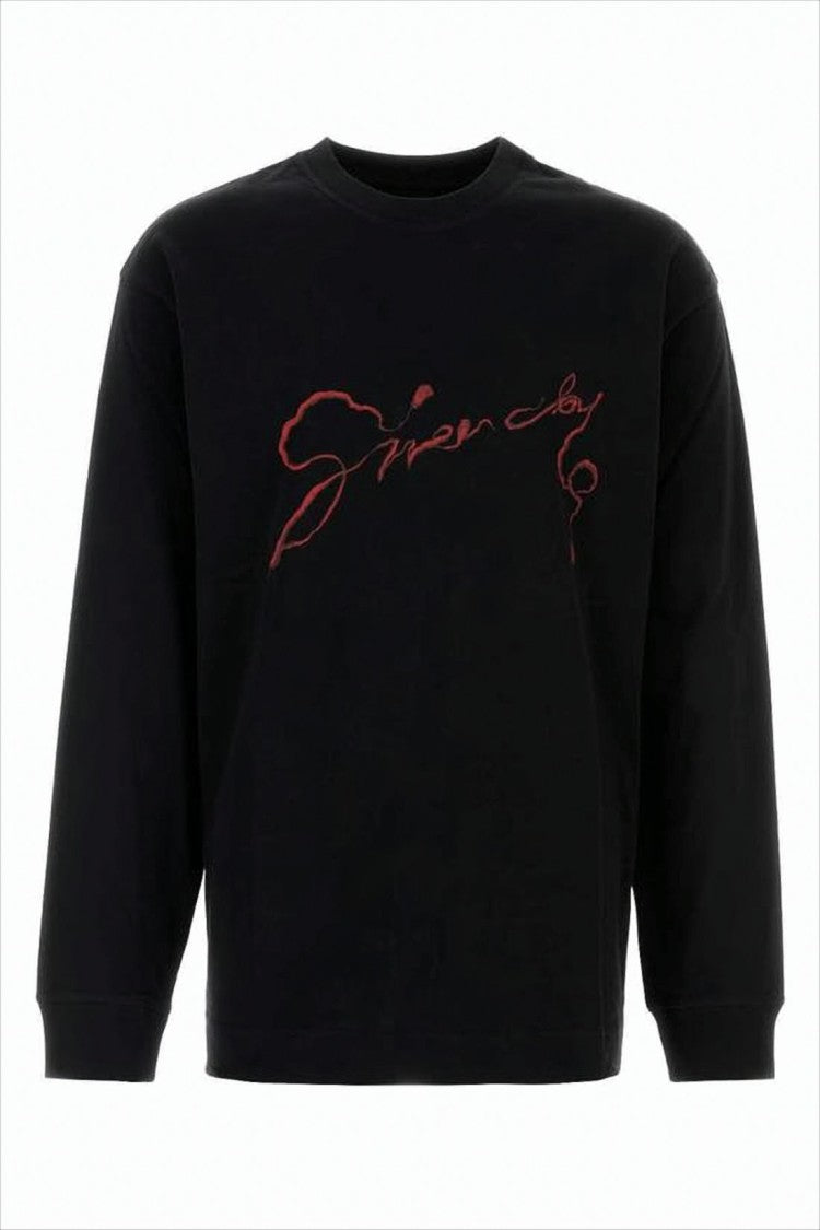 Givenchy Long-Sleeve Black T-Shirt With Red Graphic Elements