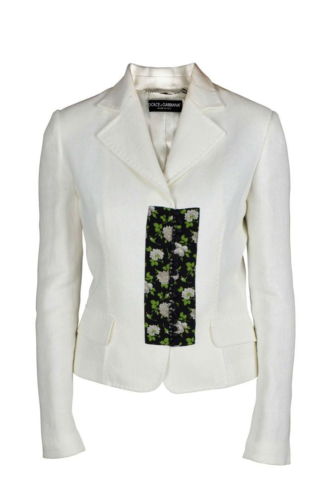 Dolce & Gabbana Tailored Floral White Suit With Accents