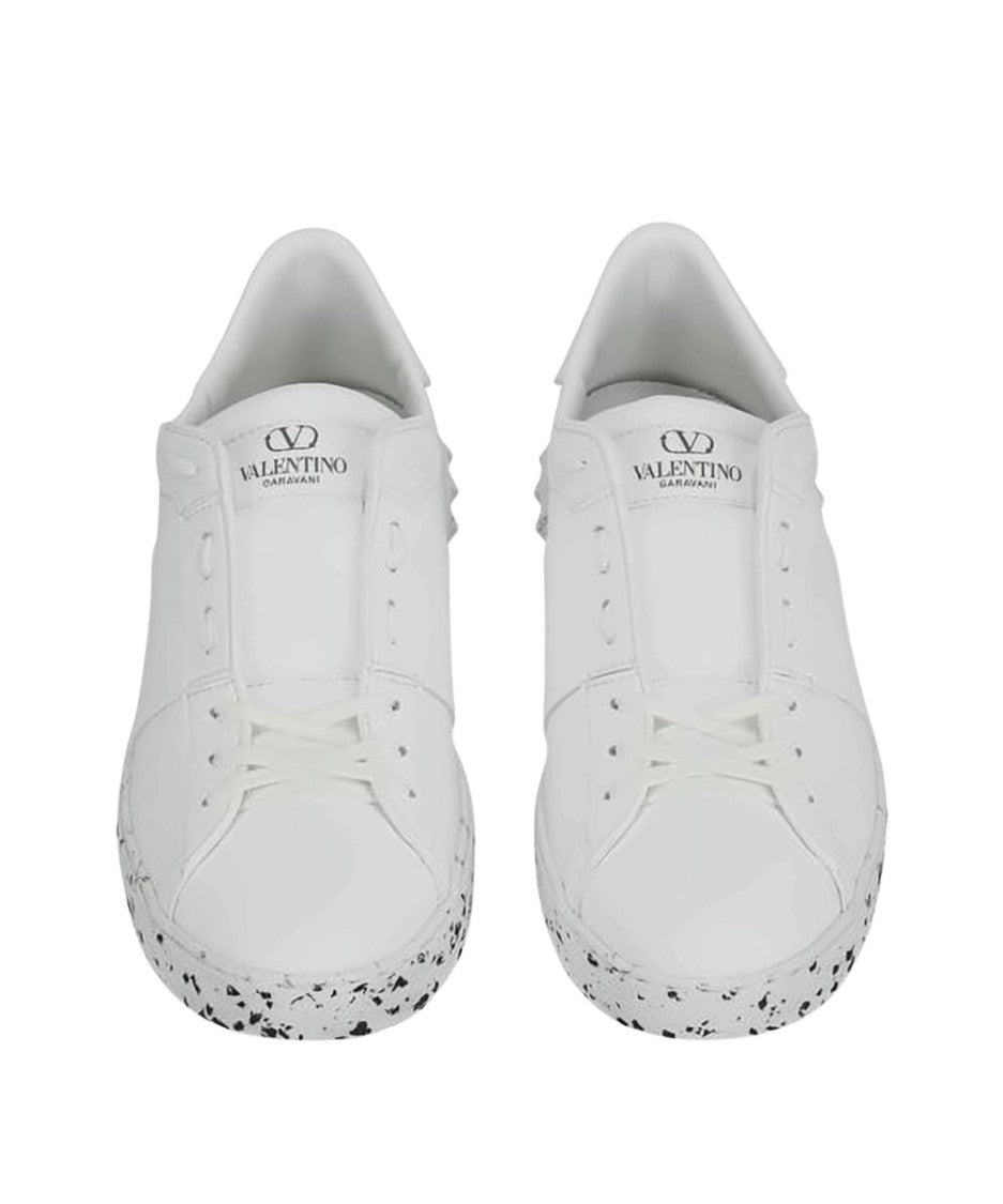 Valentino White Leather Sneakers With Unique Accents And Branded Logo