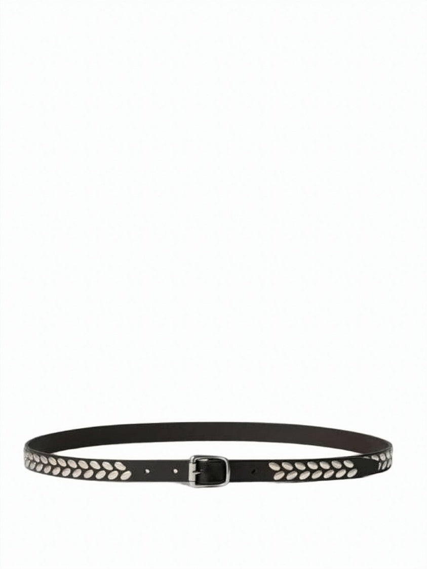 Lemaire Slim Leather Belt With Almond-Shaped Silver Studs