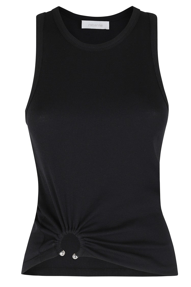Rabanne Black Signature Piercing Sleeveless Cotton Tank Top