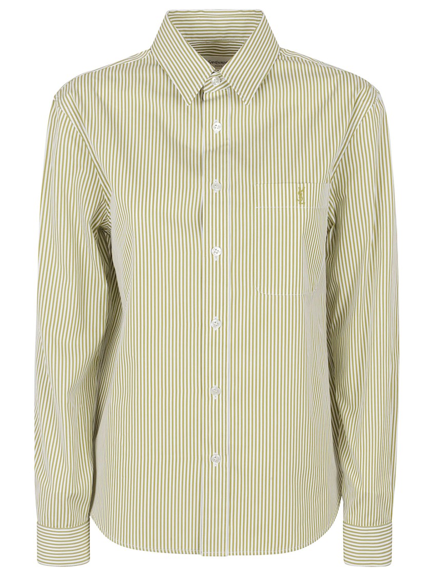 Saint Laurent Vertical Stripe Cotton Poplin Shirt