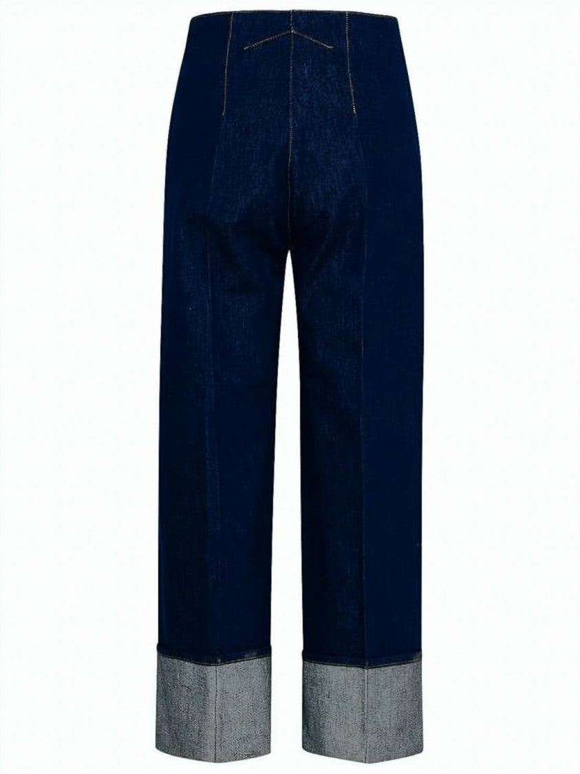 Patou Straight-Leg Denim Pants With Cuffed Hem