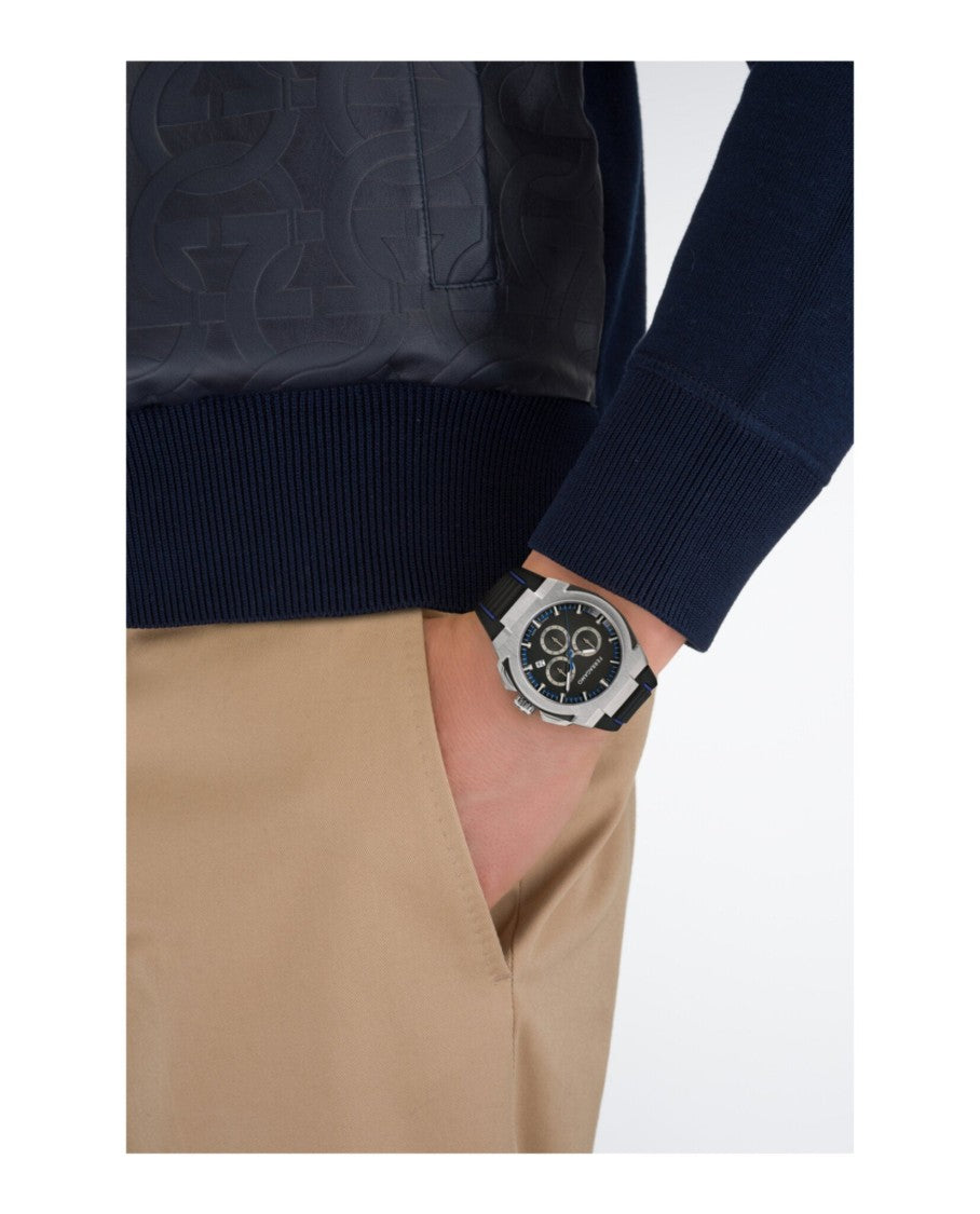 Ferragamo Chronograph Date Quartz Watch With Black Matte Dial