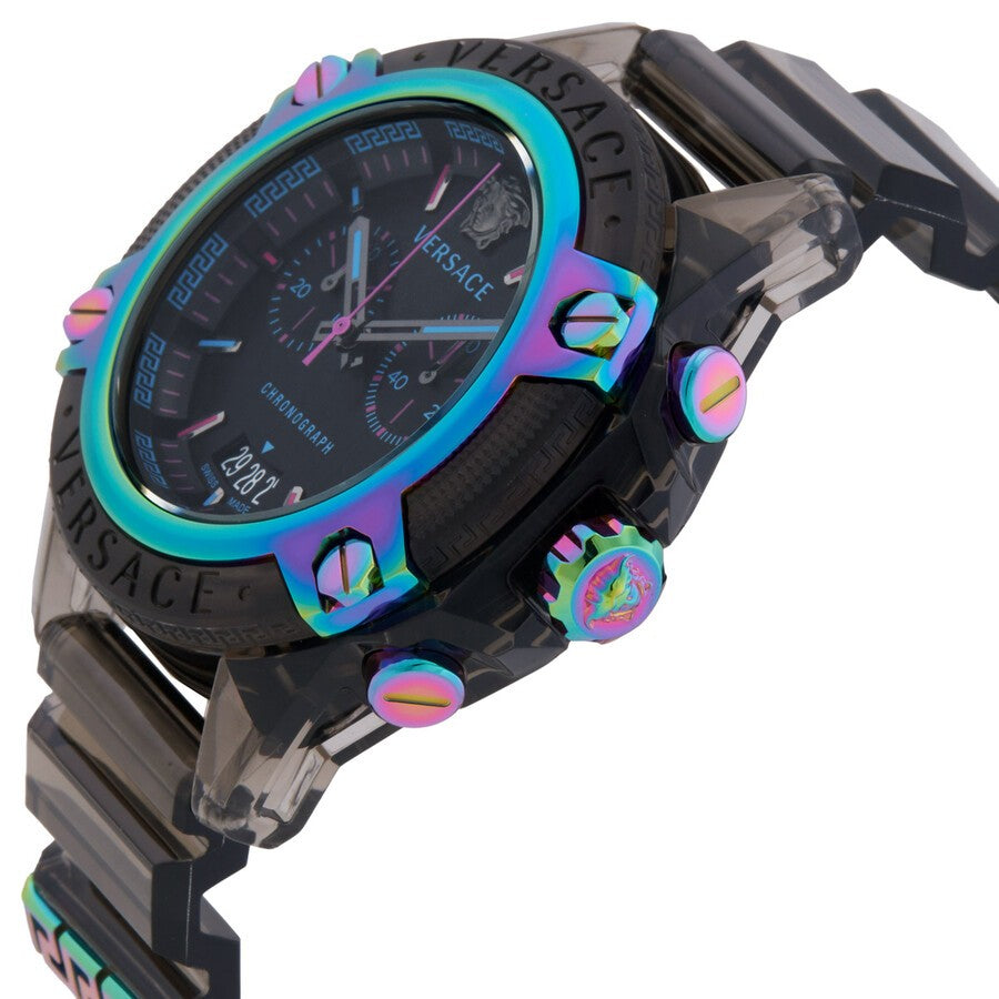 Versace Greca Logo 38Mm Women's Analog Watch With Blue Leather Strap