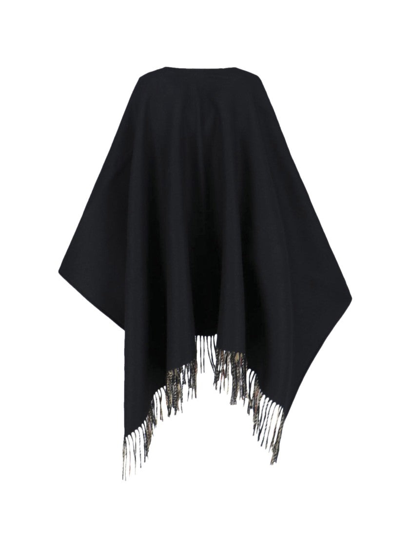 Burberry "Check" Reversible Cape – Black/Beige