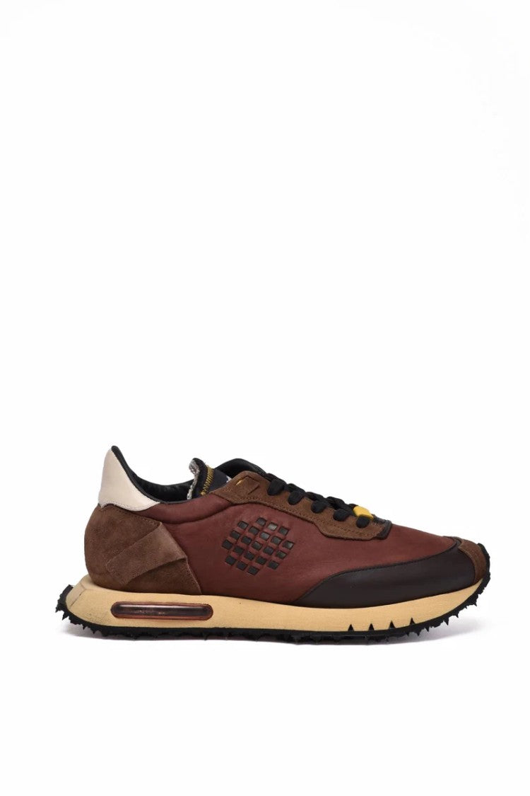 Be Positive Leather/Polyester Sneakers - Brown/Bordeaux