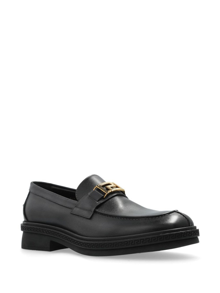 Versace Smooth Leather Slip-On Loafers
