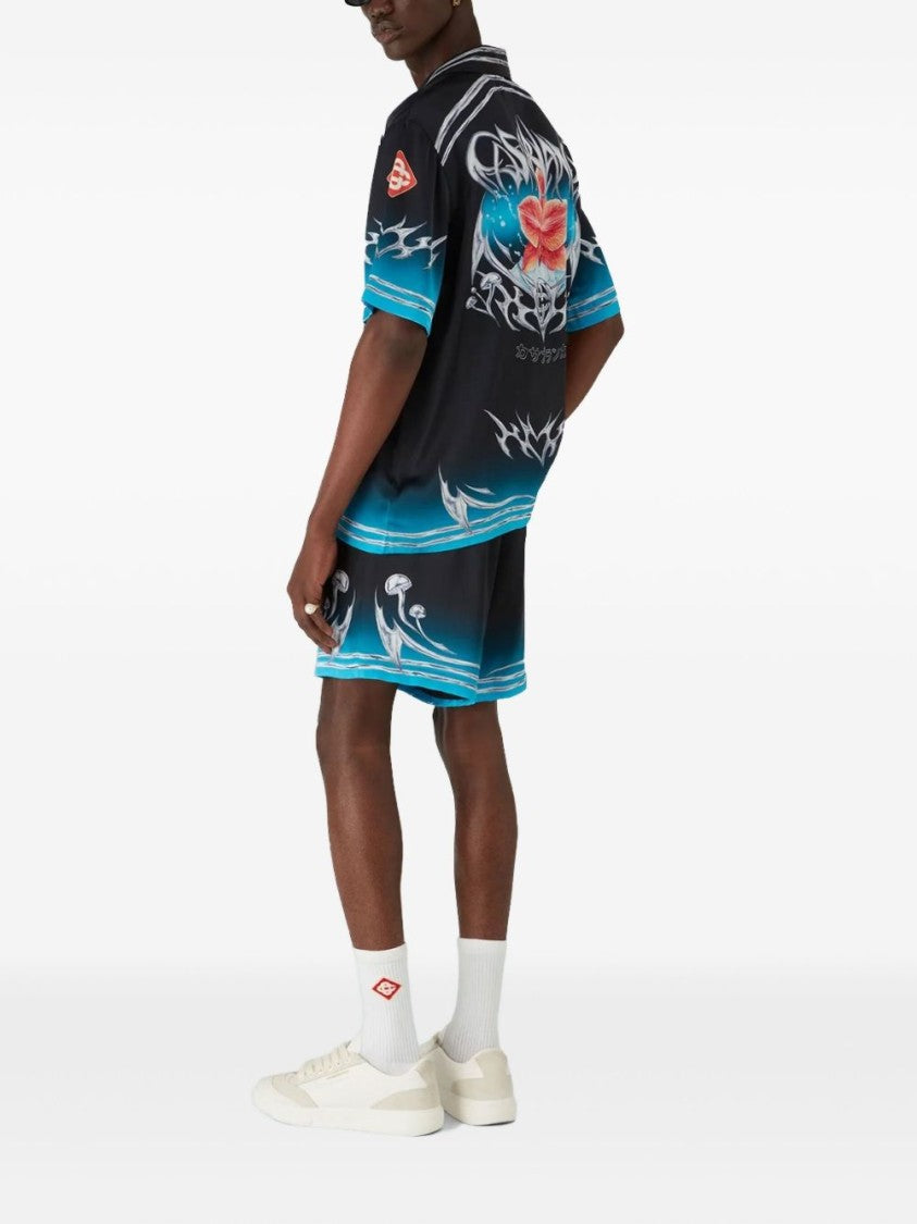 Casablanca Silk Bermuda Shorts With Gradient Hem