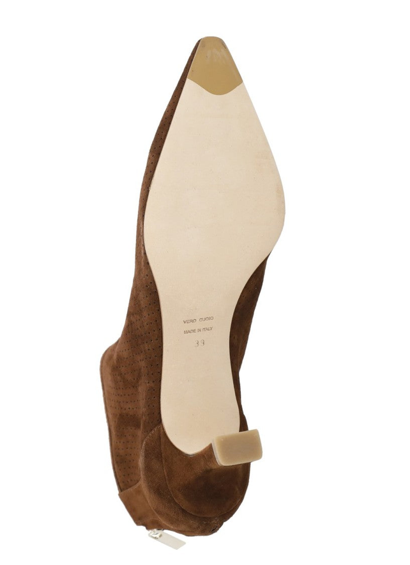 The Seller Brown Perforated Suede Leather Boots