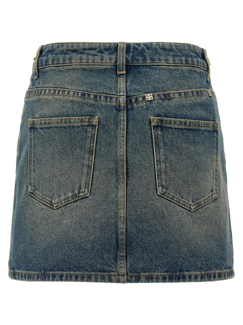 Givenchy Denim Mini Skirt With Chain Detail