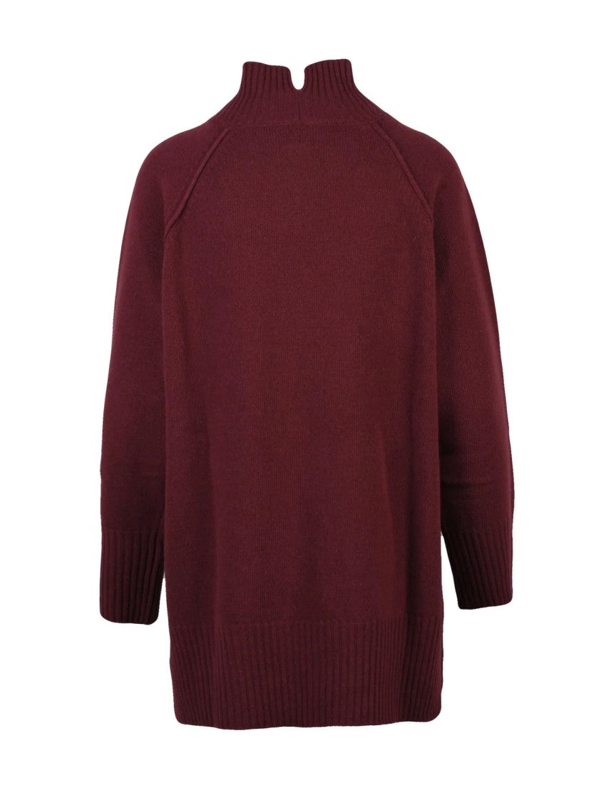 Marella Monochrome Red Monochrome Virgin Wool Turtleneck Sweater