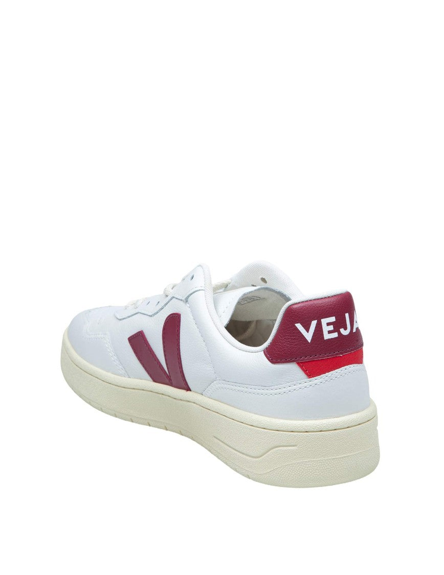 Veja Sneakers V-10 In White And Marsala Leather