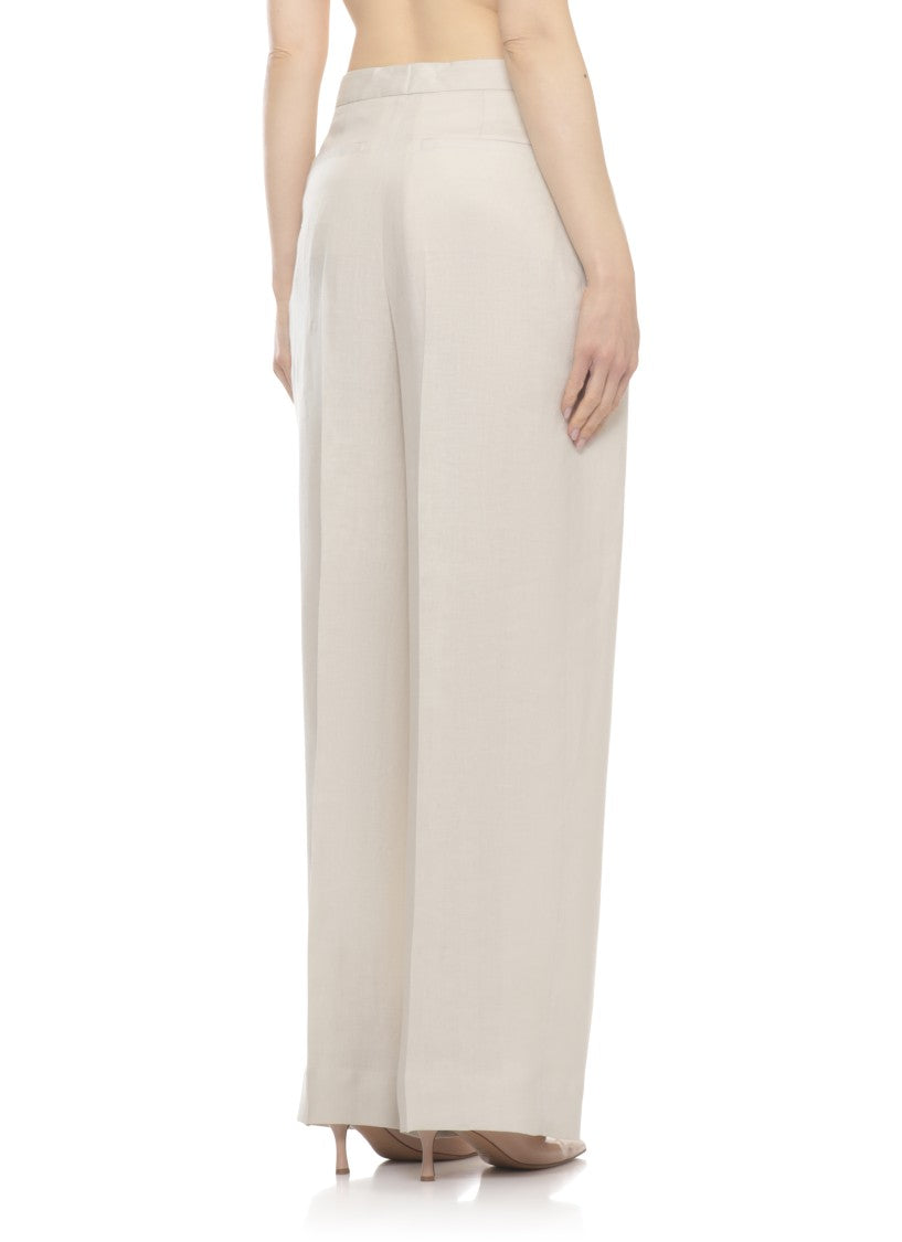 Lardini Beige Prince Of Wales Linen Formal Pants