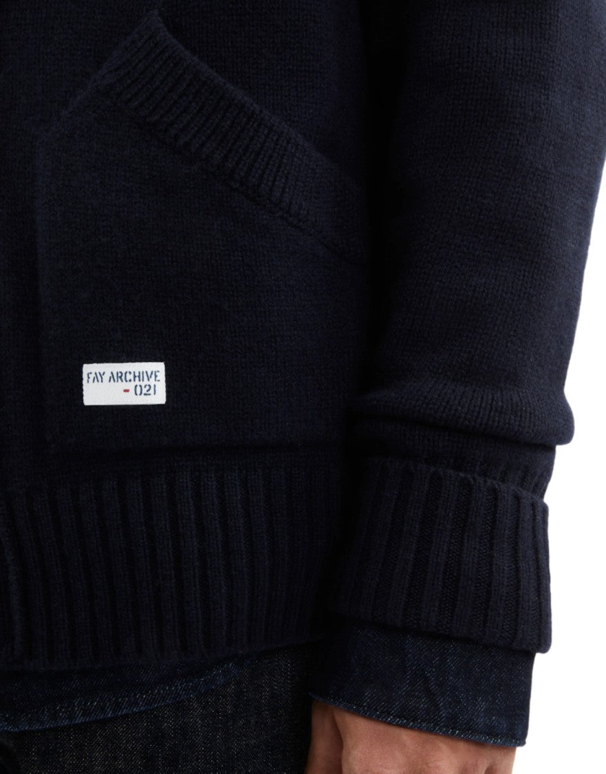 Fay Dark Navy Blue Knit Cardigan