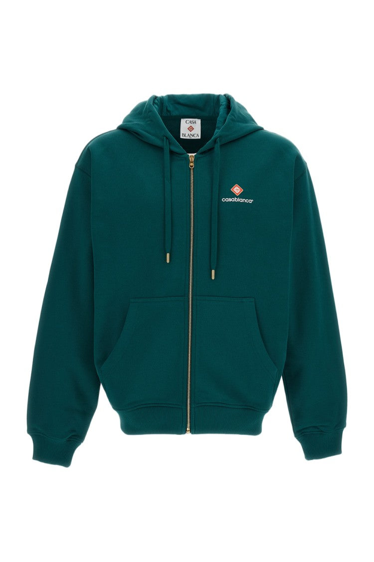 Casablanca Green Zip-Up Cotton Hoodie