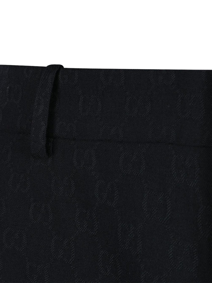 Gucci Black Gg Wool Tailored Pants