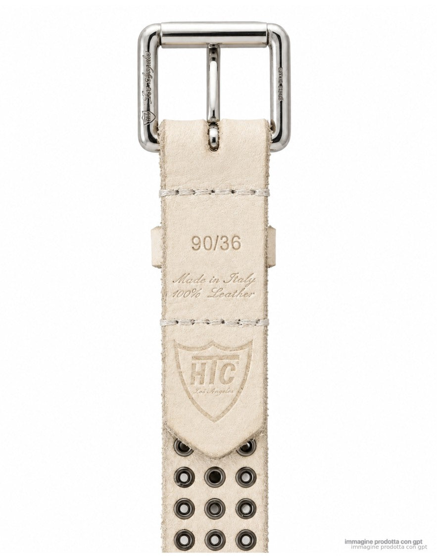 Htc Los Angeles White Los Angeles 3.000 Studded Leather Belt