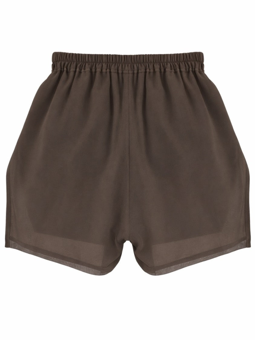 Rick Owens Brown Boxers Silk Semi-Sheer Shorts