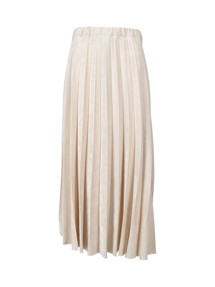Shirt A Porter Pleated Velvet Elastic Waistband Midi Skirt