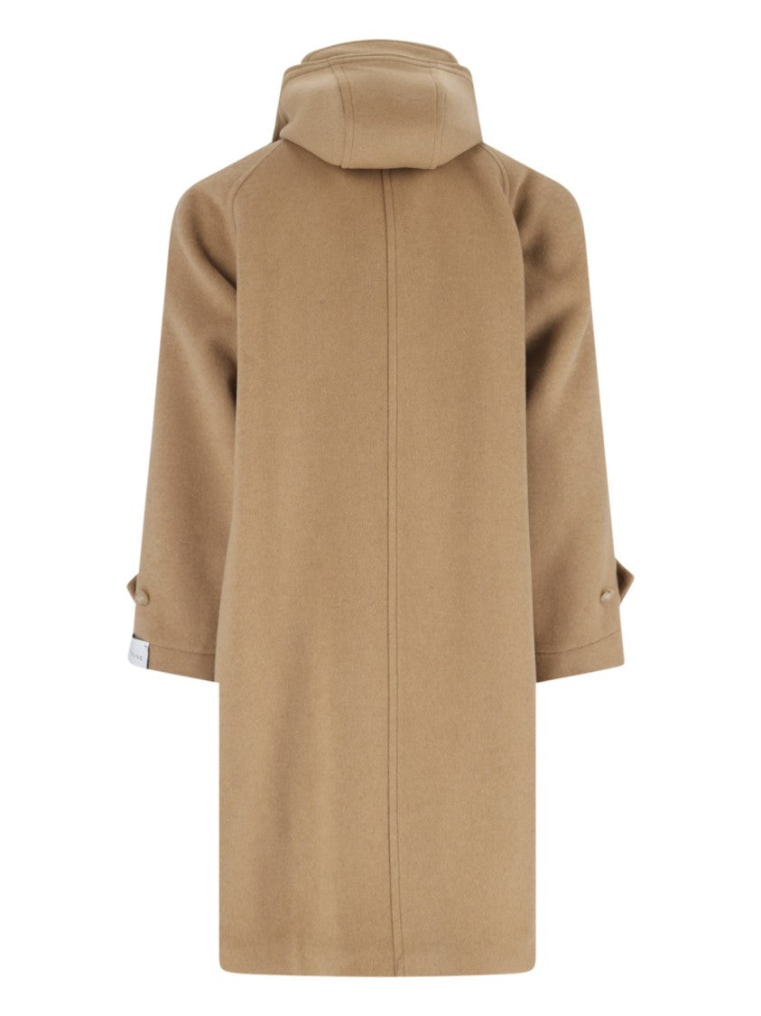 Caruso Foscari Beige Hooded Wool Coat