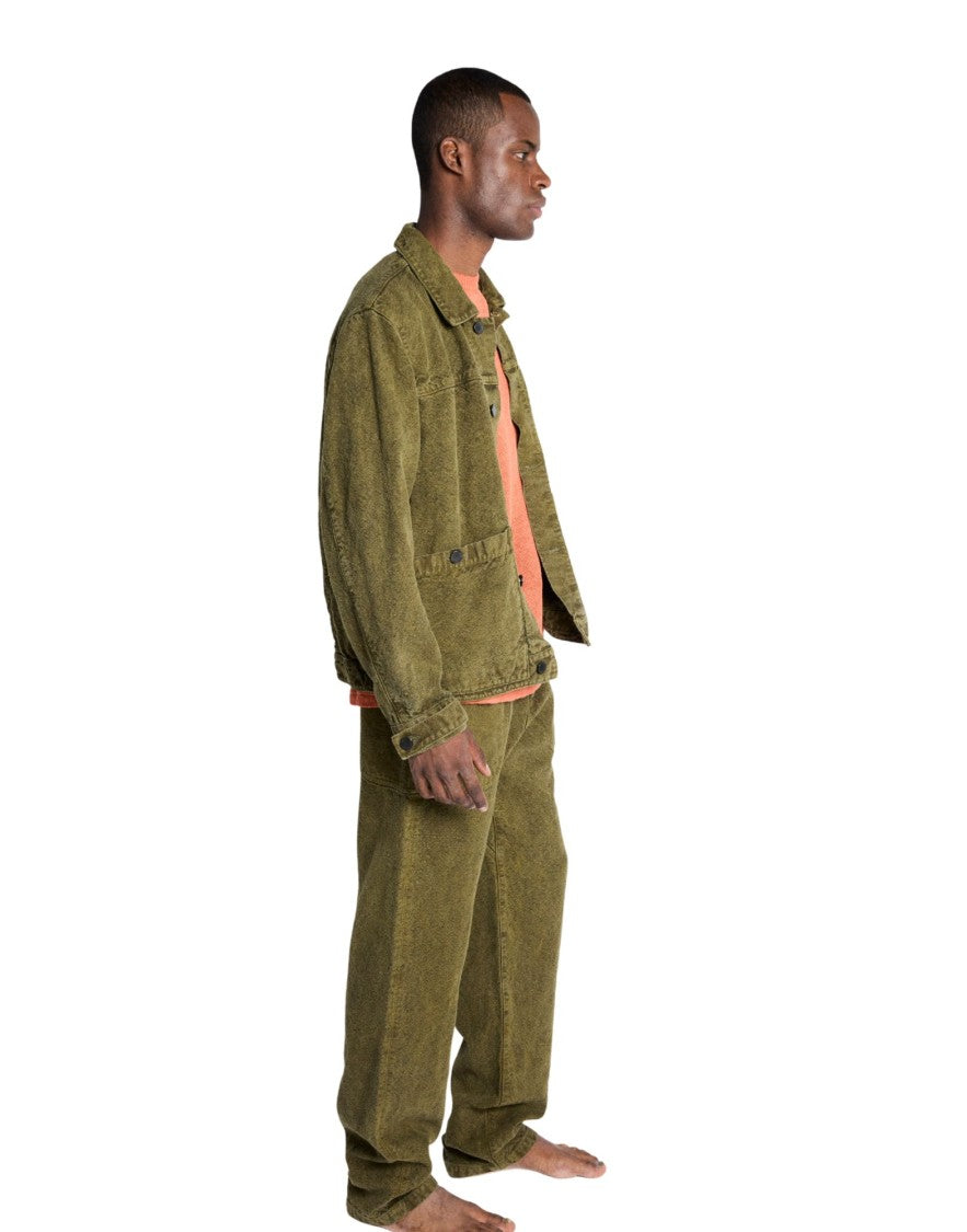 Origin Of Line Green Relaxed Fit Hemp Canvas Overshirt