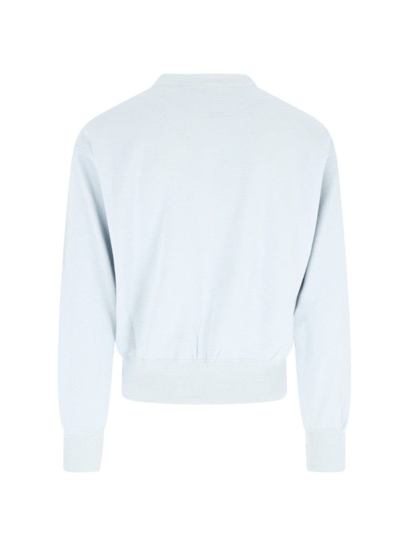 Auralee Light Blue Cotton Blend Ribbed Sweater