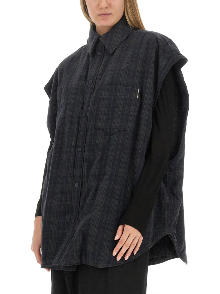 Balenciaga Versatile Detachable Shoulder Cotton Shirt