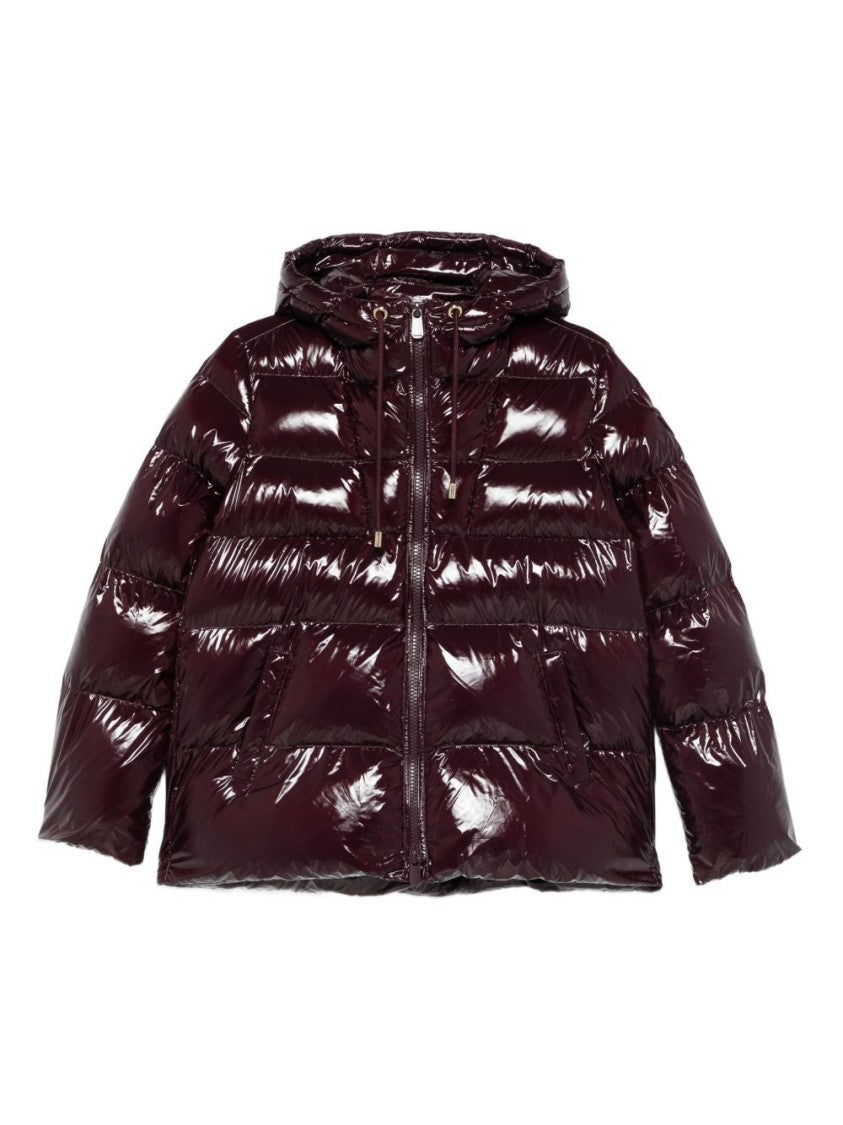 Pinko Glossy Quilted Bordeaux Jacket With Hood