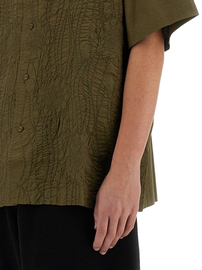 Ymc Green Textured Cotton "Ciders" Shirt