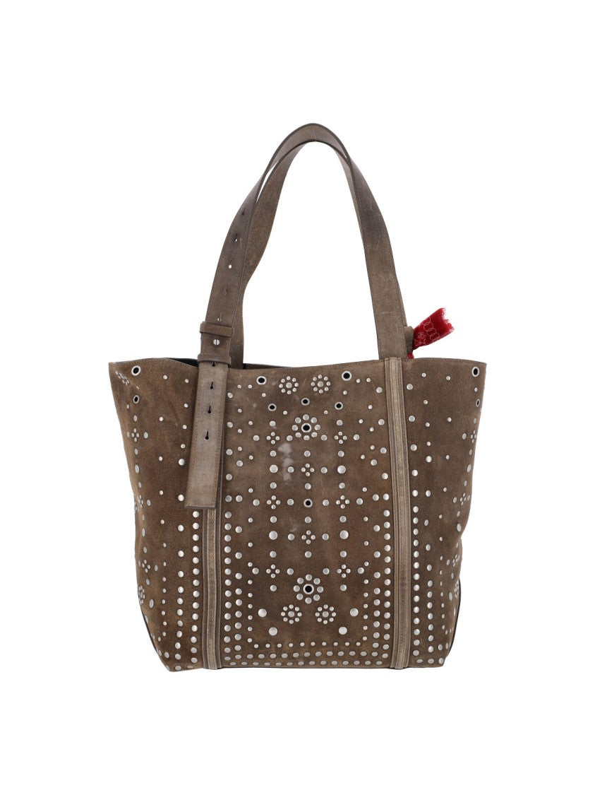 Golden Goose Taupe 24/7 Ew Regular Studded Calfskin Tote Bag