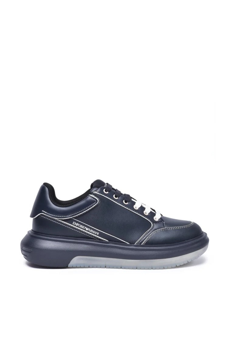 Emporio Armani Sneakers Leather Laces - Blue