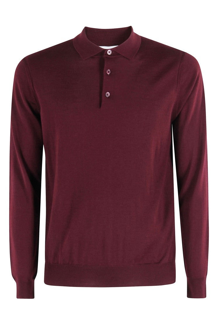 Paolo Pecora Long-Sleeved Brown Polo Sweater With Classic Collar