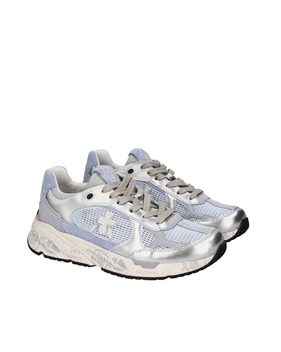 Premiata Nineties-Inspired Light Blue Sneakers With Contrasting Detailing