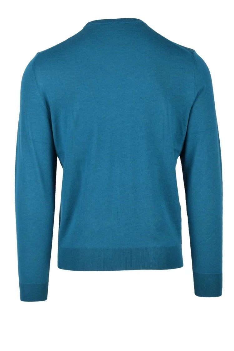Drumohr Thin Merino Wool Crew Neck Pullover - Blue