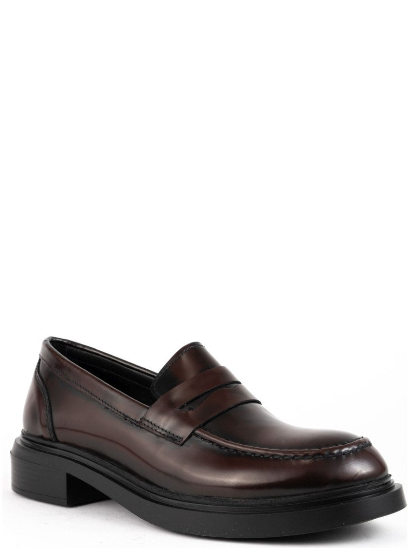 Sergio Moretti Smooth Leather Loafers With Low Block Heel