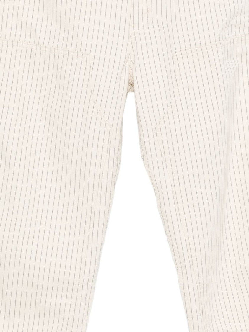 Levi's Panelled White Striped Jeans With Five-Pocket Design