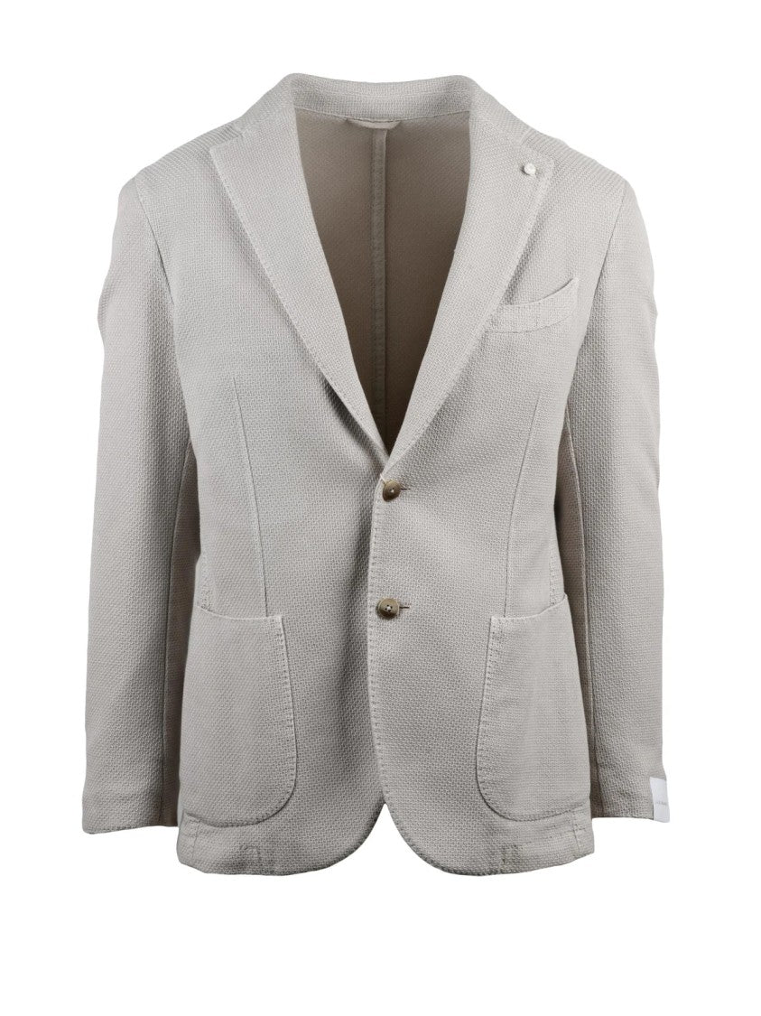 Luigi Bianchi Beige Cotton Jacket With Textured Fabric And Modern Fit