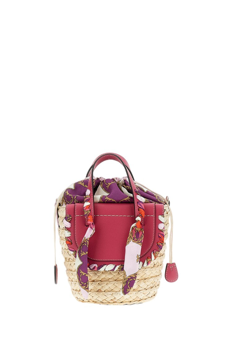 Cuba Lab Woven Raffia Tote Handbag With Leather Inserts