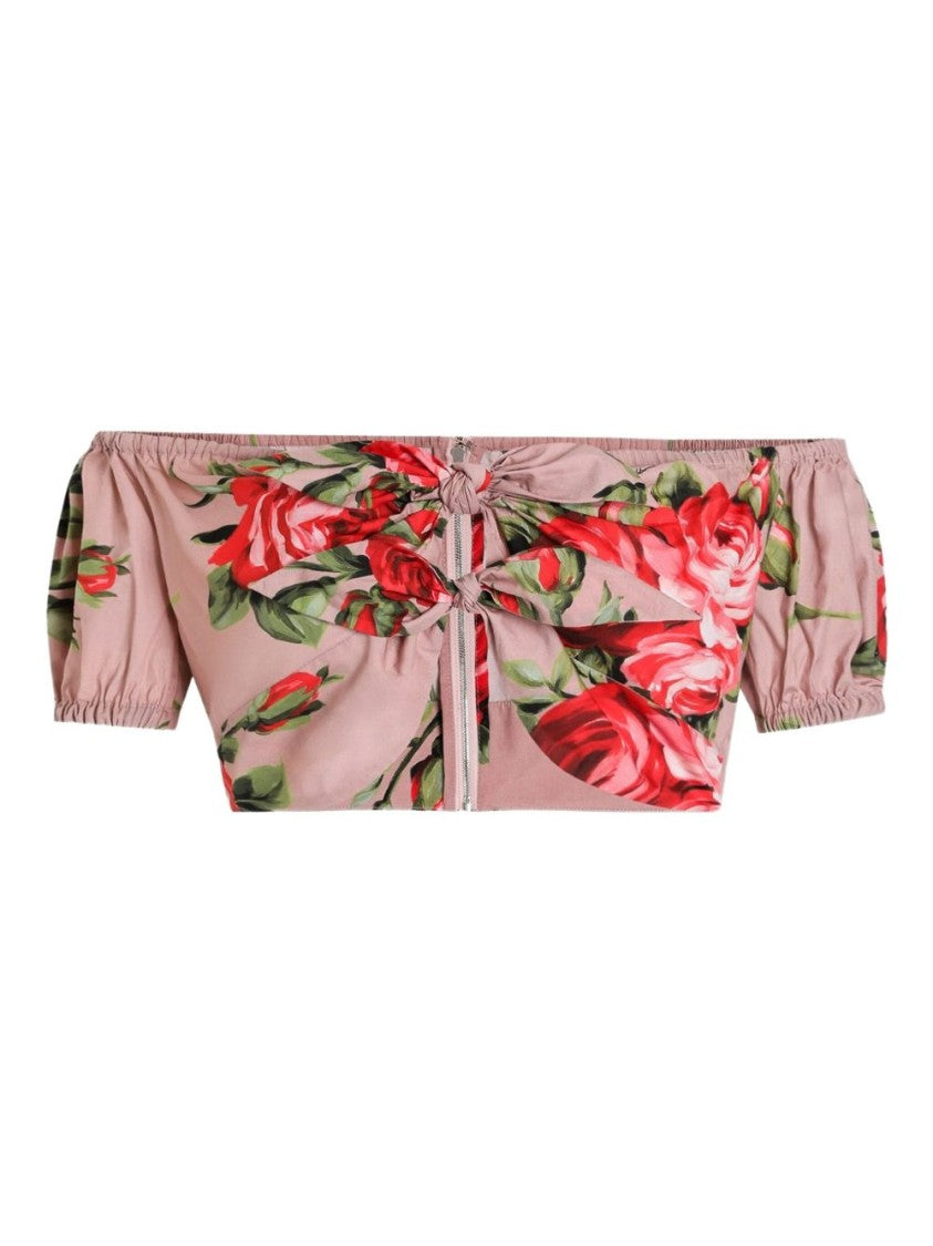 Dolce & Gabbana Floral Off-Shoulder Crop Top