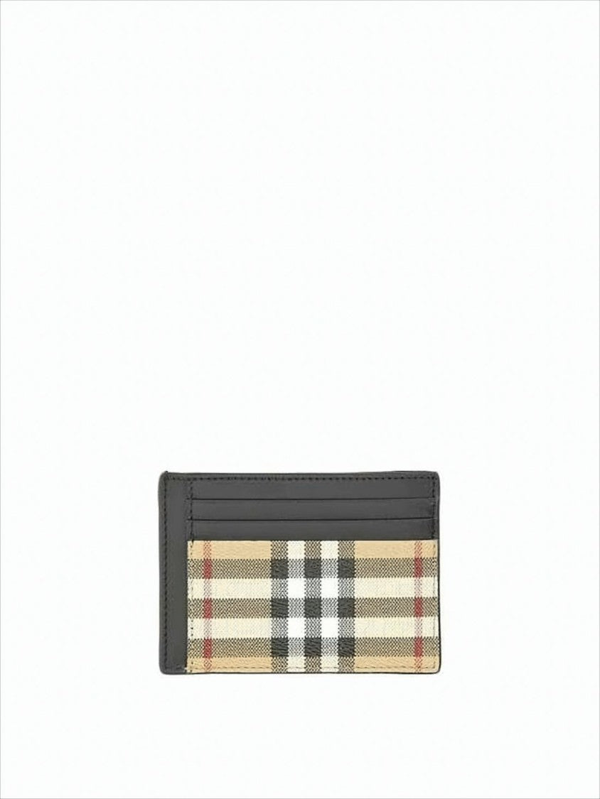 Burberry Textured Card Wallet With Classic Check Pattern