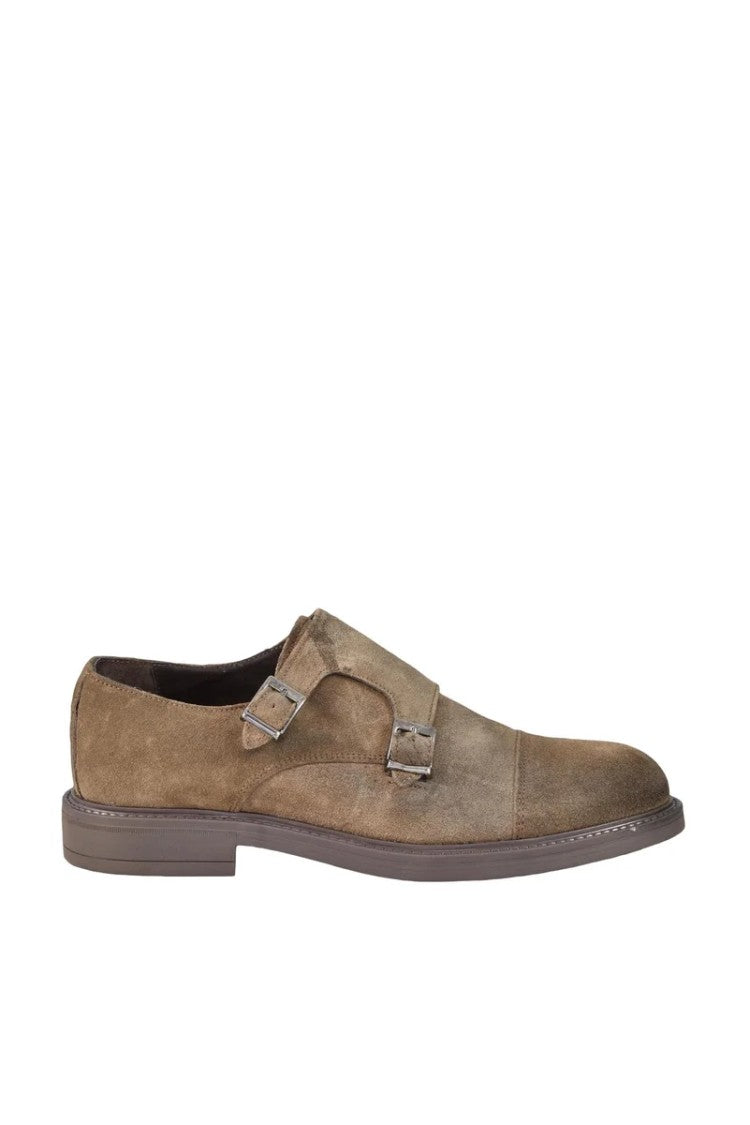 Roy Job S Taupe Suede Leather Monk Shoes