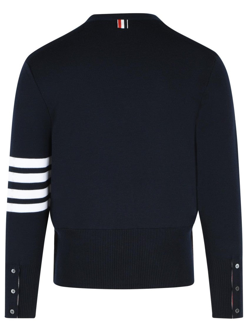 Thom Browne 'Milano 4 Bar' Navy Virgin Wool Cardigan
