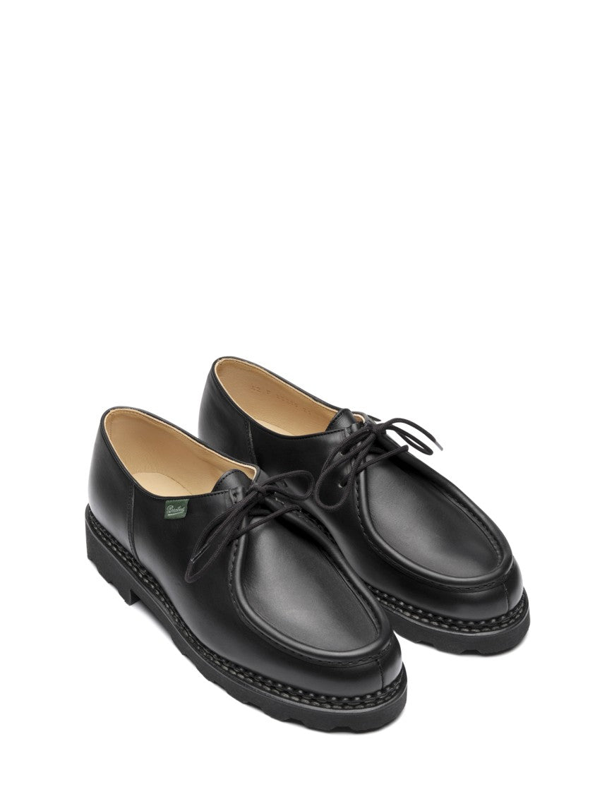 Paraboot Noir Michael Marche Ii Lis Leather Moc Toe Lace-Up Flats