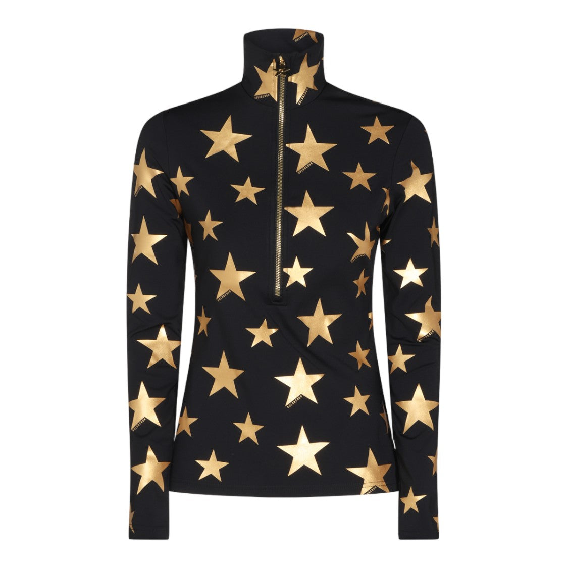 Goldbergh Black Metallic Gold Star Fitted Top