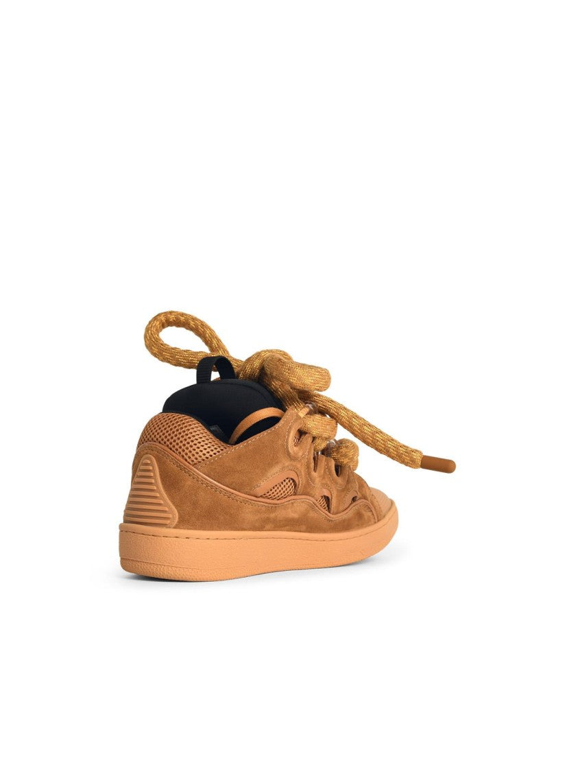Lanvin Curb' Beige Leather Blend Sneakers