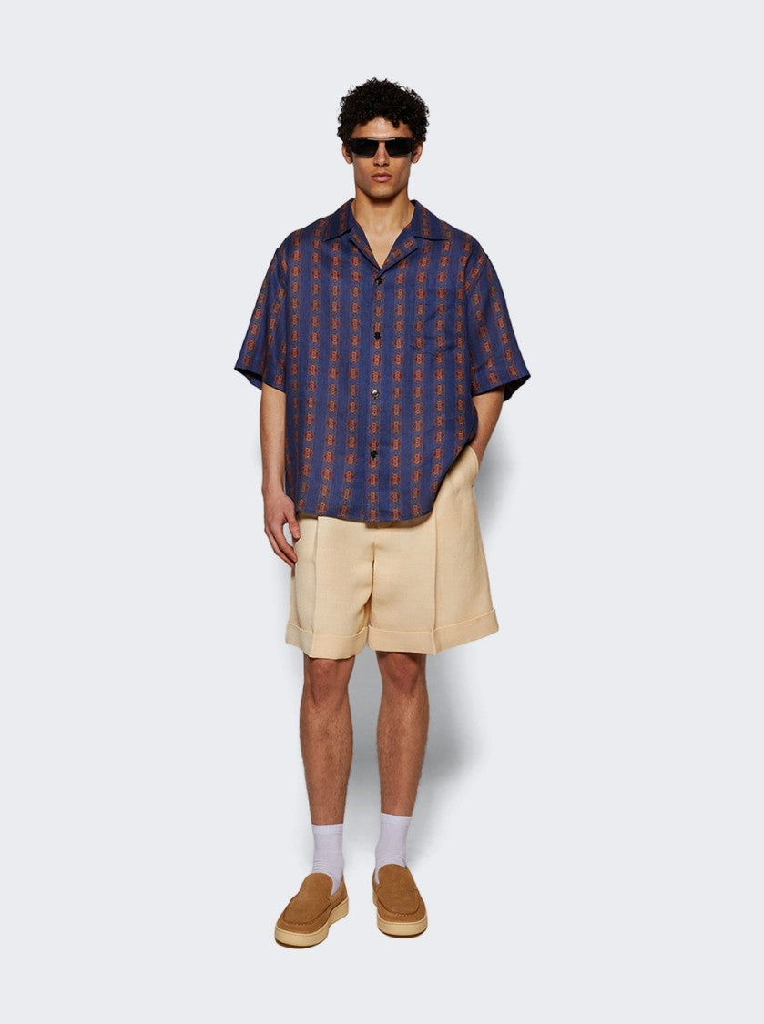 Valentino Silk Jute Textured Bermuda Shorts Butter