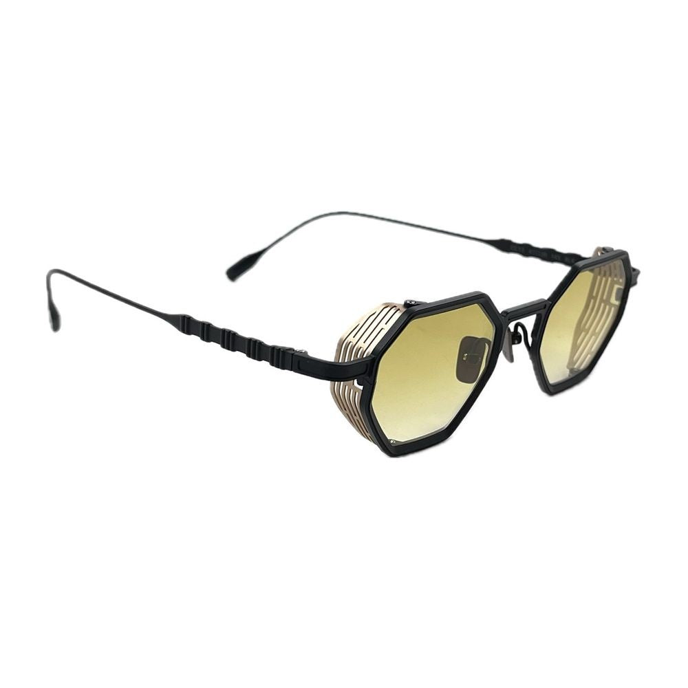 Capote Eyewear Cc13 Blk Black Yellow Geometric Black Titanium Sunglasses