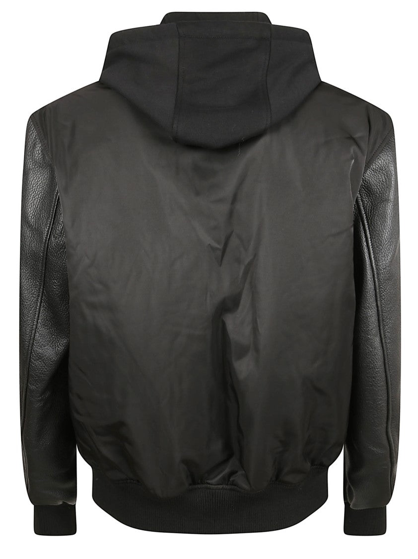 Philipp Plein Nylon And Deer-Print Leather Coat